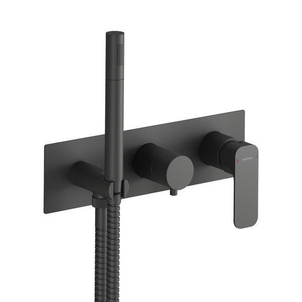 Bateria prysznicowa podtynkowa w kolorze matowej czerni (3 otwory) Spy – Sapho