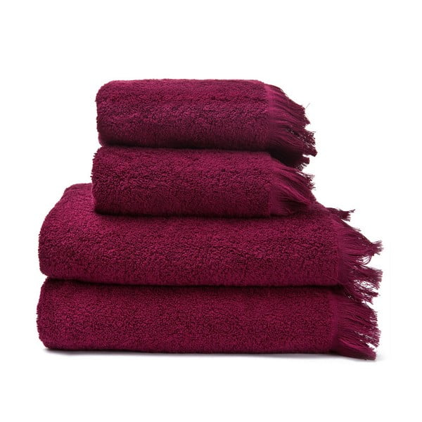 Zestaw 4 czerwonych ręczników z czystej bawełny Casa Di Bassi