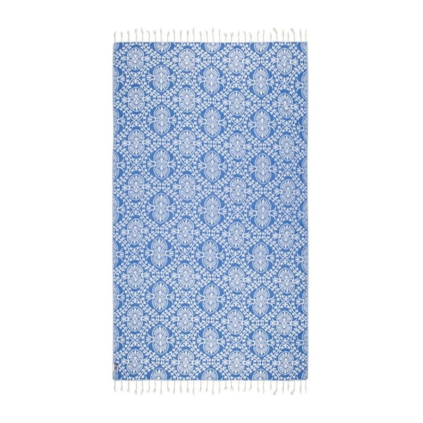 Niebieski ręcznik hammam Kate Louise Bianca, 165x100 cm