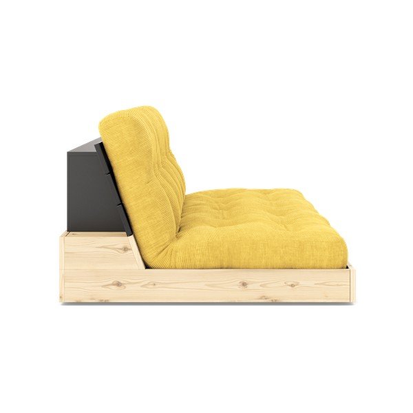 Żółta sztruksowa rozkładana sofa 196 cm Base – Karup Design-image-3