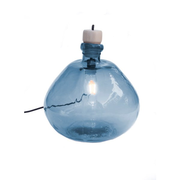Niebieska lampa ze szkła z recyklingu Surdic Tropez, ø 22 cm