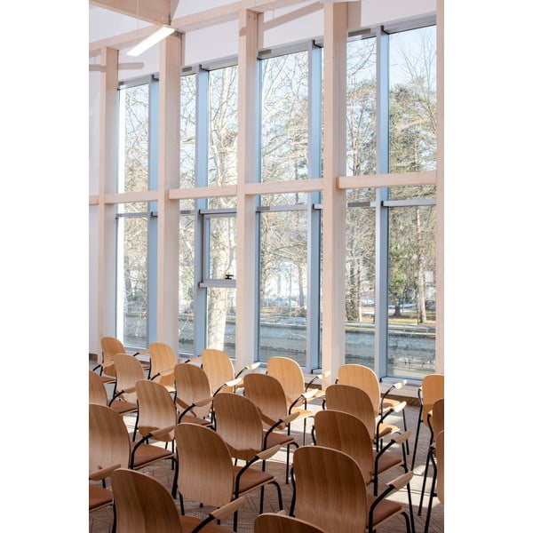 Krzesła zestaw z podłokietnikami/sztaplowane 2 szt. w dekorze dębu w naturalnym kolorze Book – Gazzda-image-3