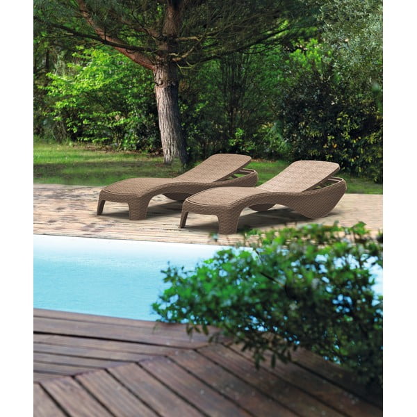 Brązowy plastikowy leżak ogrodowy Atlantic – Keter-image-1