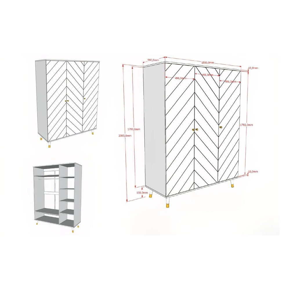 Biała szafa dziecięca 150x200 cm BILLY – Vipack (zdjęcie 3)