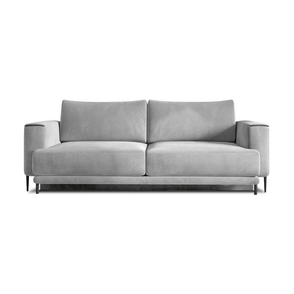 Szara aksamitna rozkładana/ze schowkiem sofa 260 cm Dalia – ELTAP