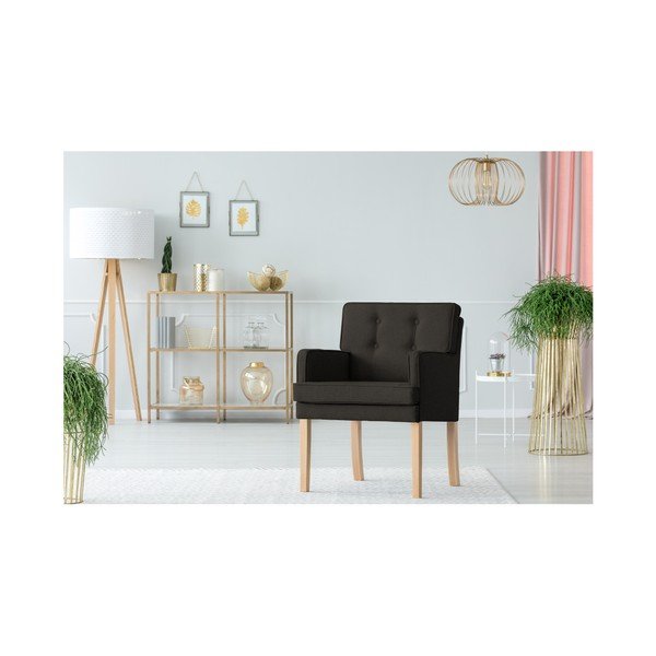 Czarny fotel z podłokietnikami Micadoni Home Mista-image-3