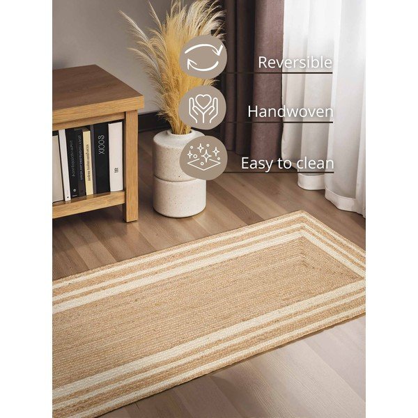 Kremowy/w naturalnym kolorze chodnik z juty dwustronny/tkany ręcznie 80x250 cm Looma – Hanse Home-image-3