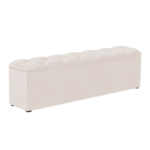 Beżowa ławka do łóżka ze schowkiem Kooko Home Manna, 47x160 cm