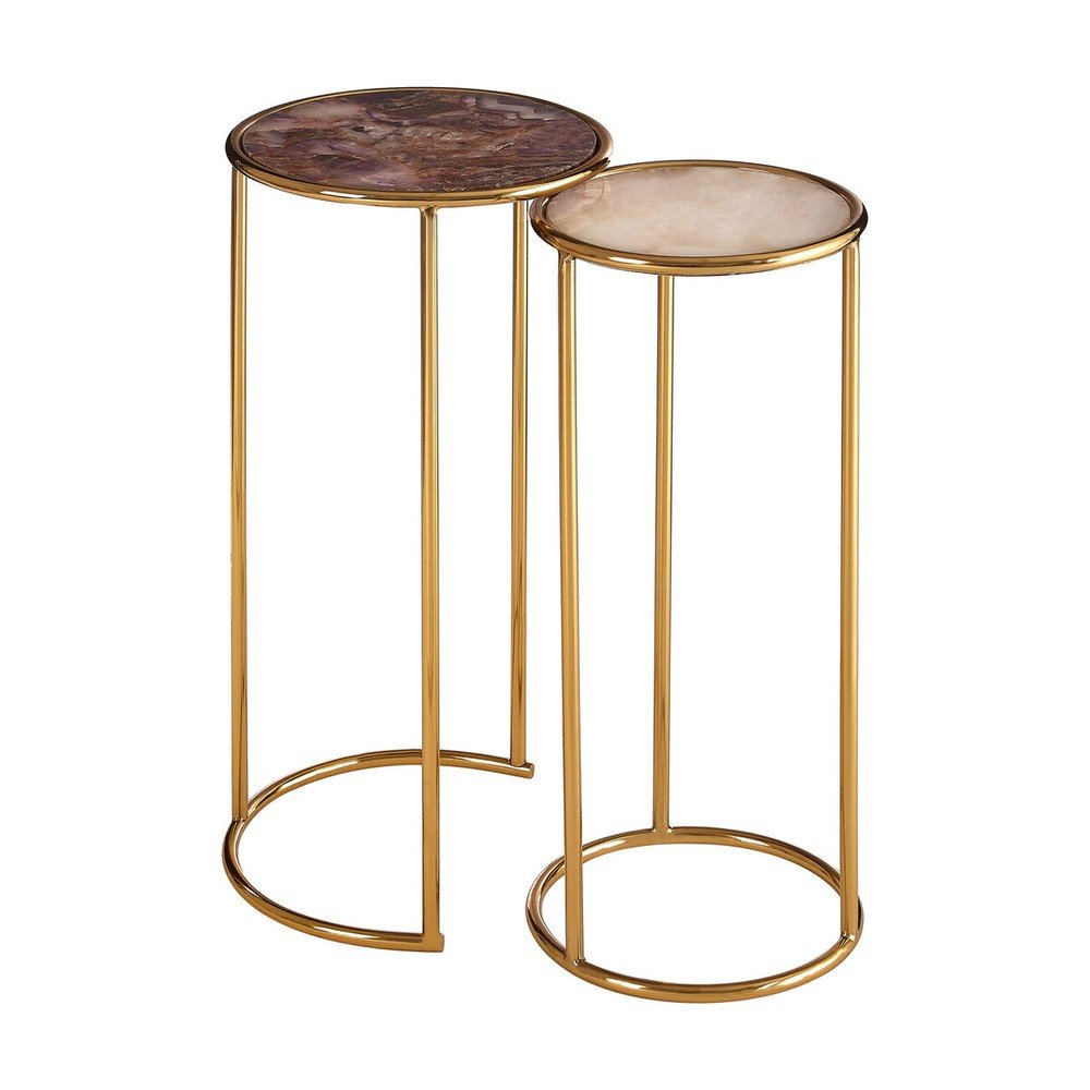 Okrągłe stoliki zestaw 2 szt. z kamiennym blatem ø 31 cm Vita – Premier Housewares