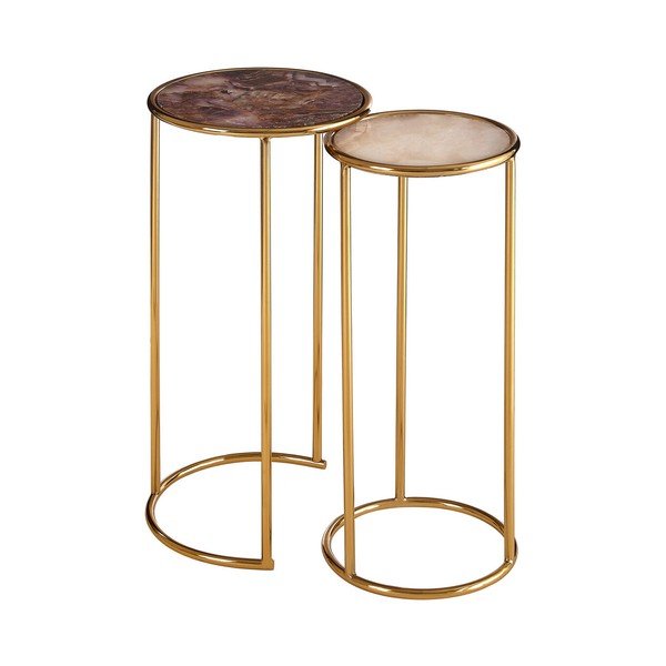 Okrągłe stoliki zestaw 2 szt. z kamiennym blatem ø 31 cm Vita – Premier Housewares