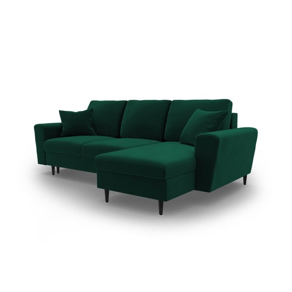 Zielony aksamitny rozkładany narożnik ze schowkiem Kyoto – Cosmopolitan Design-image-4