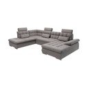 Szary rozkładany narożnik ze schowkiem (lewostronny/w kształcie litery U) Merkur – Ropez