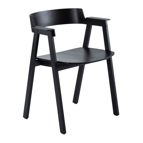 Czarne krzesło z podłokietnikami z litego drewna dębowego Flip – Gazzda