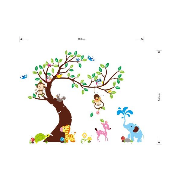 Zestaw dziecięcych naklejek ściennych Ambiance Tree, Monkeys and Elephant-image-2