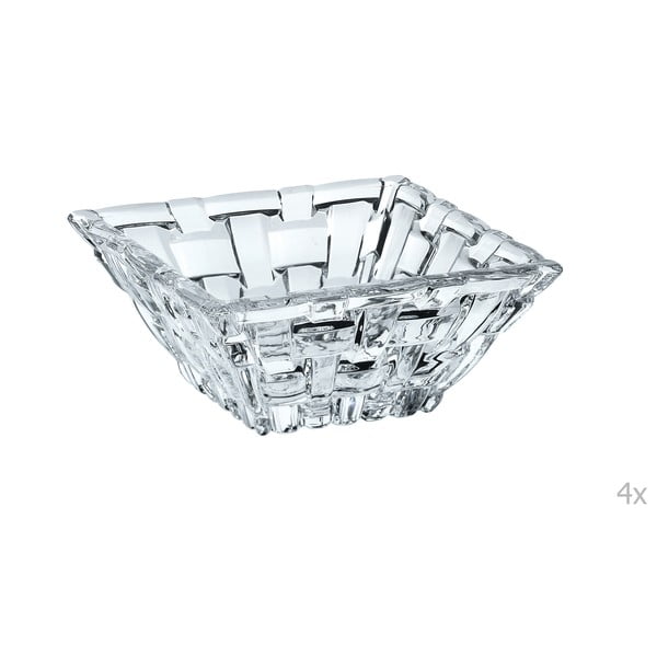 Zestaw 4 kwadratowych misek na dip ze szkła kryształowego Nachtmann Bossa Nova, 8,5x8,5 cm