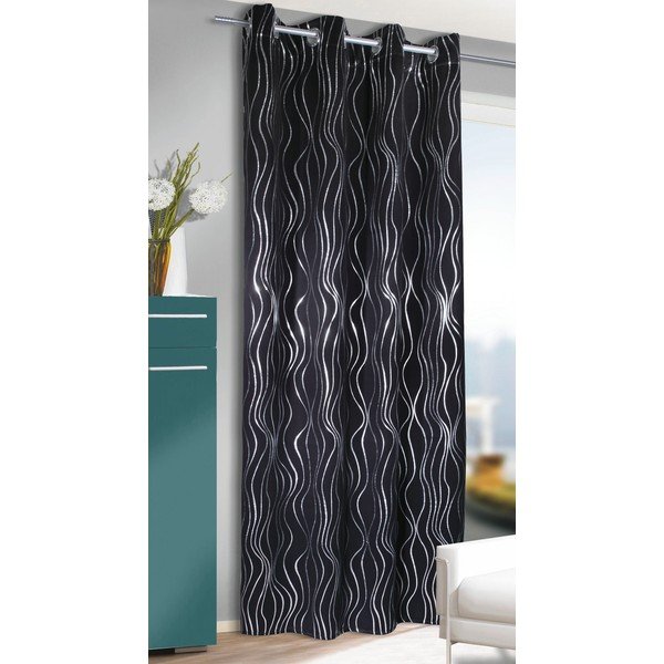 Czarna zasłona 135x245 cm Waves – Sehlbach-image-1