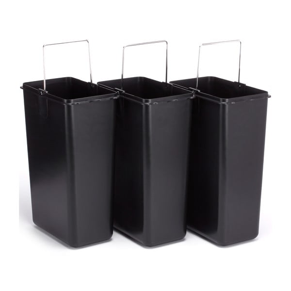 Stalowy kosz na śmieci 3x8 l do segregacji odpadów/z pedałem w kolorze matowego srebra   Tri Selectif – MSV-image-3