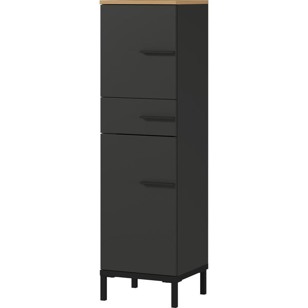 Ciemnoszara szafka łazienkowa w dekorze dębu 34x123 cm Yonkers – Germania