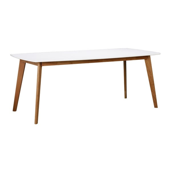 Biały stół z drewnianymi nogami Rowico Griffin, dł. 190 cm