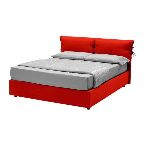 Czerwone łóżko dwuosobowe ze schowkiem 13Casa Iris, 160x190 cm