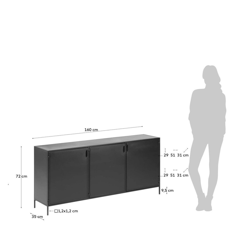 Czarna stalowa komoda 160x72x35 cm Shantay – Kave Home (zdjęcie 3)