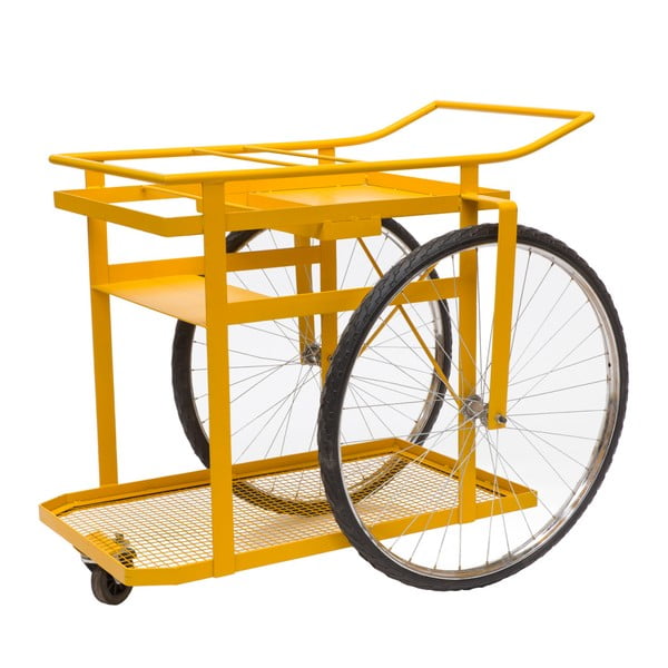 Żółty stolik wielofunkcyjny na kółkach Novita Cycle