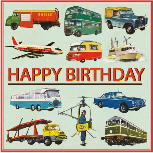 Kartka urodzinowa z kopertką Rex London Vintage Transport