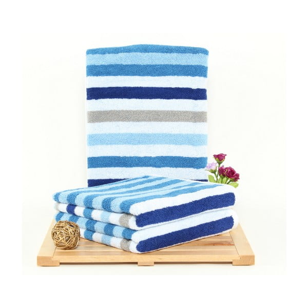 Zestaw 3 ręczników kąpielowych Peggy French Blue, 50x100 cm