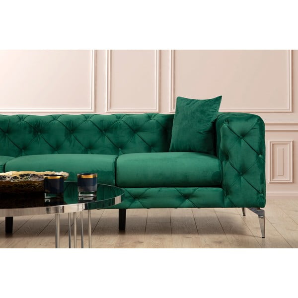 Ciemnozielona aksamitna sofa 197 cm Como – Artie-image-3