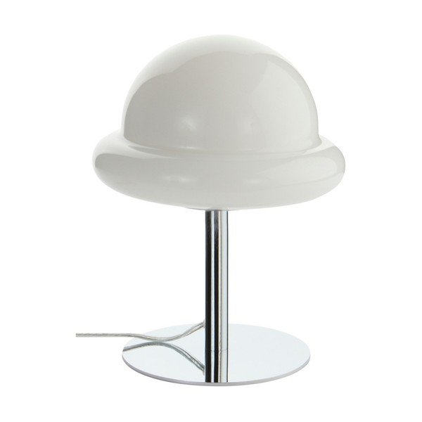 Biała/w kolorze srebra z połyskiem lampa stołowa z opalowego szkła (wysokość 26 cm) Bubba – Jotex