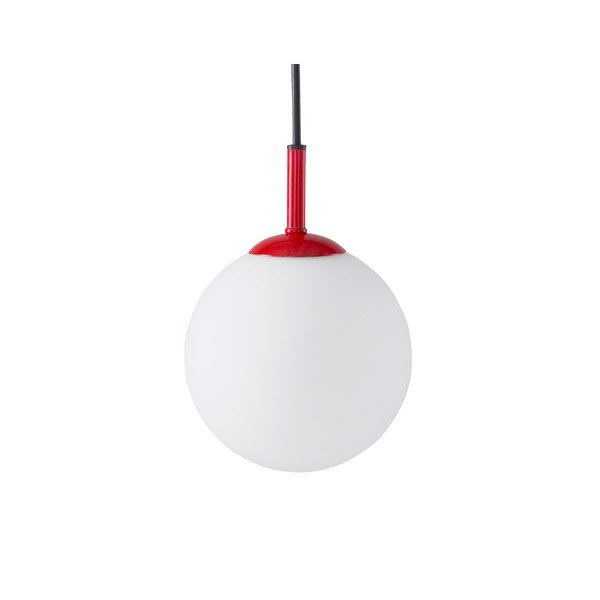 Czerwona/biała szklana lampa wisząca ø 13 cm Ekman – Jotex-image-4