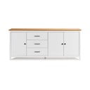 Biała niska komoda z litego drewna sosnowego 190x80 cm Miranda – Marckeric