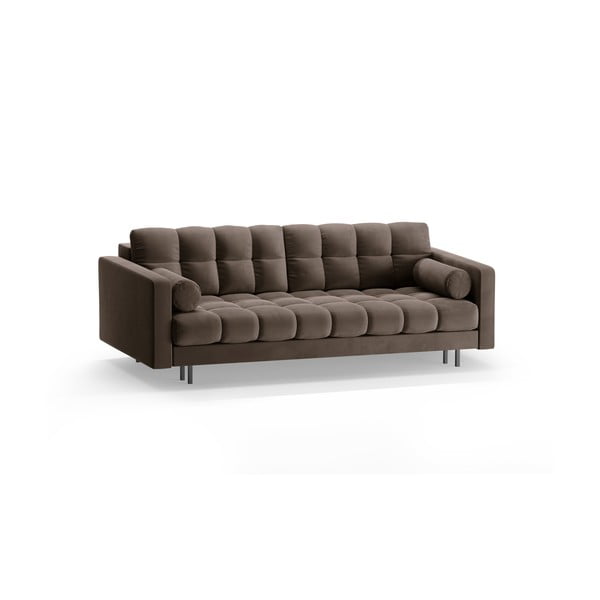 Brązowa aksamitna rozkładana sofa ze schowkiem 222 cm Bali – Cosmopolitan Design-image-3