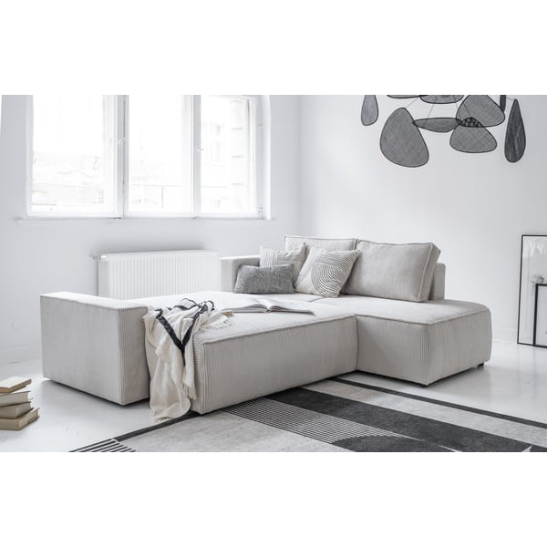 Biały sztruksowy rozkładany narożnik (prawostronny) Brave Dave – Miuform-image-4