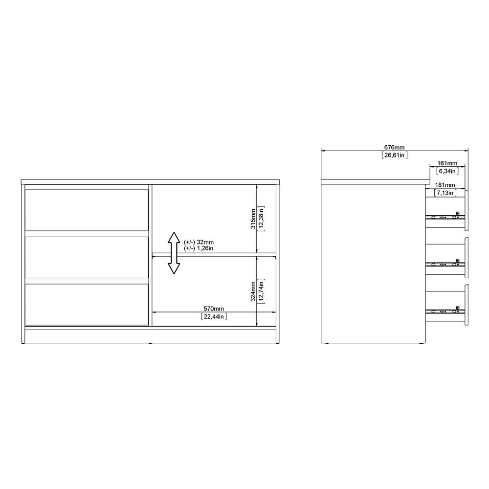 Komoda w dekorze dębu z drzwiami przesuwnymi w naturalnym kolorze 119x76x50 cm Naia – Tvilum (zdjęcie 4)