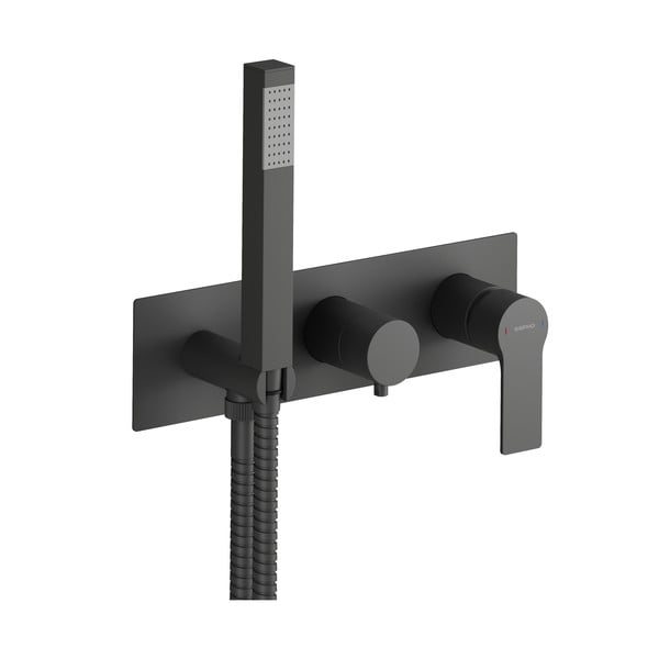 Bateria prysznicowa podtynkowa w kolorze matowej czerni (2 otwory) Pax – Sapho-image-1