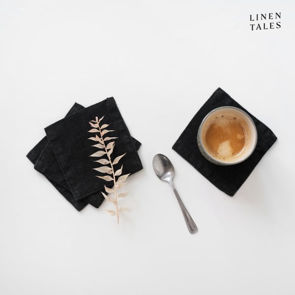 Czarne tekstylne podkładki zestaw 4 szt. – Linen Tales-image-1