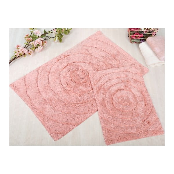 Zestaw 2 różowych dywaników łazienkowych Irya Home Waves, 60x100 cm i 40x60 cm