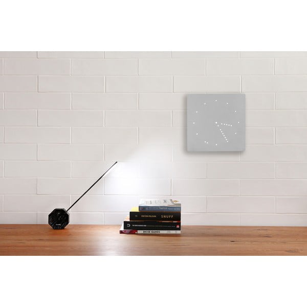 Szary budzik z białym wyświetlaczem LED Gingko Analogue Click Clock-image-1