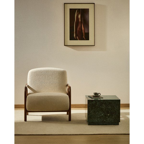 Beżowy fotel z tkaniny szenilowej Sylo – Kave Home-image-1