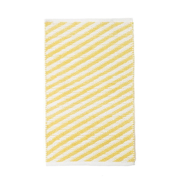 Żółty bawełniany ręcznie tkany dywan Pipsa Diagonal, 60x90 cm