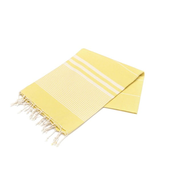 Żółty ręcznik Hammam Hereke, 100x180 cm
