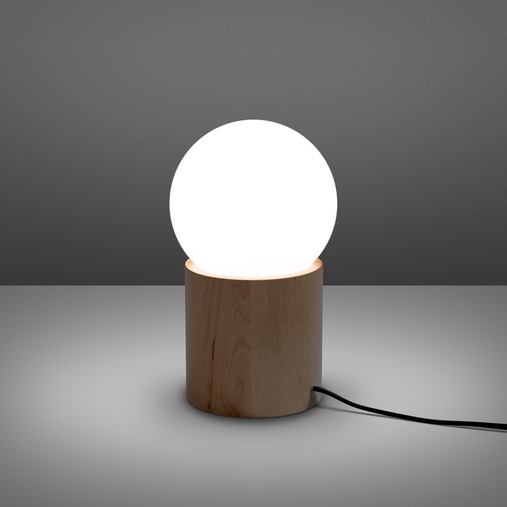 Biało-naturalna lampa stołowa ze szklanym kloszem (wysokość 21 cm) Surtur – Sollux (zdjęcie 3)