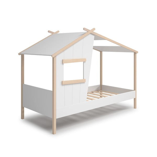 Białe łóżko dziecięce z litego drewna sosnowego w kształcie domku 90x190 cm Luba – Marckeric-image-3