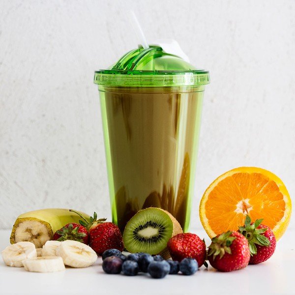 Kubek na smoothie ze słomką Sagaform, zielony-image-1