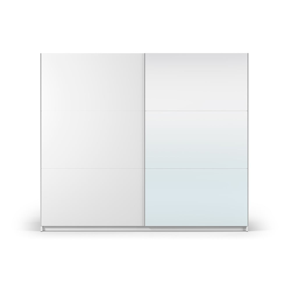Biała szafa z lustrem i drzwiami przesuwnymi 250x215 cm Lisburn – Cosmopolitan Design