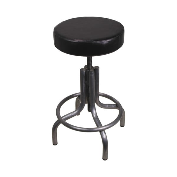 Szaro-czarny stołek z metalu ze skórzanym obiciem HSM collection Revolving
