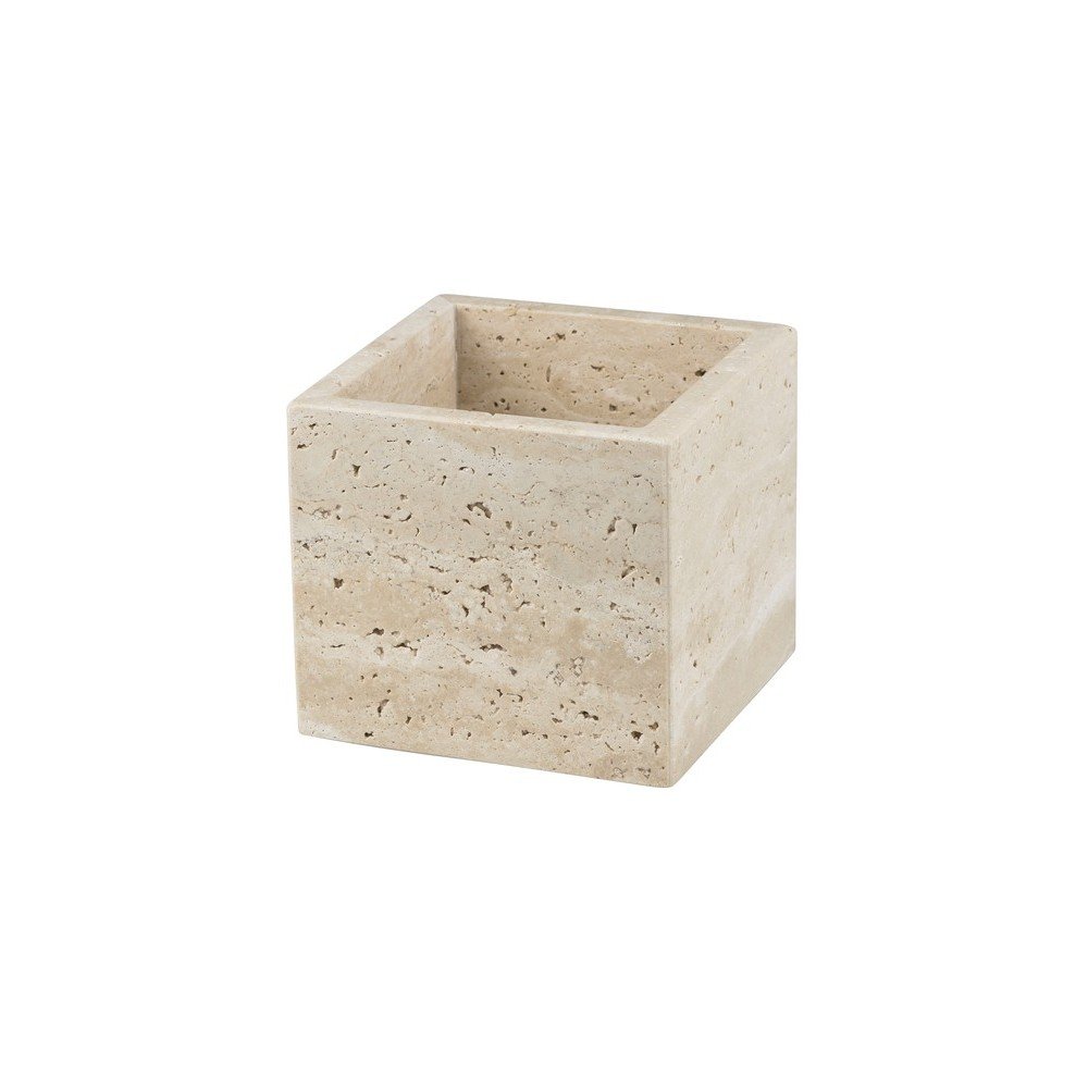 Beżowy kamienny organizer łazienkowy na waciki Travertine – Mette Ditmer Denmark