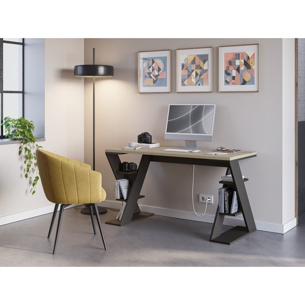 Biurko z blatem w dekorze dębu 60x137 cm Butterfly – Marckeric-image-1