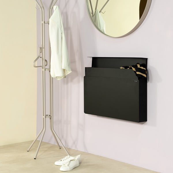 Czarna metalowa uchylna/wisząca szafka na buty 78x48x13 cm Luigi – Spinder Design-image-1